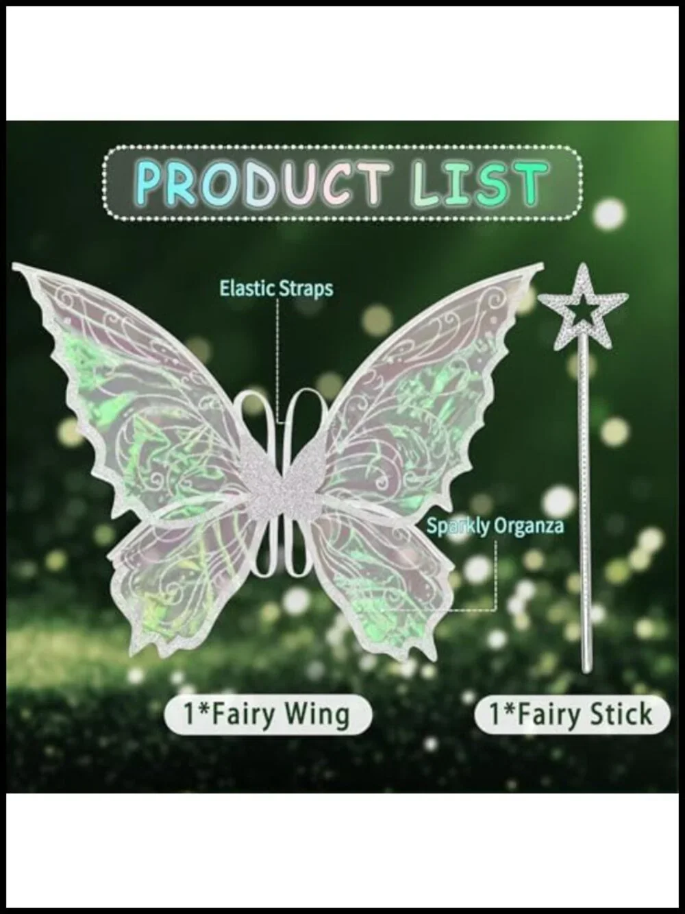 Fairy Wings Costume Set with Star Magic Wand for Halloween Cosplay